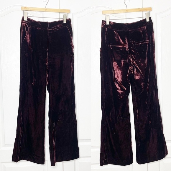 NWT VERONICA BEARD Lebone Flared Velvet Pants Size 10 Dark Red burgandy - Picture 4 of 8